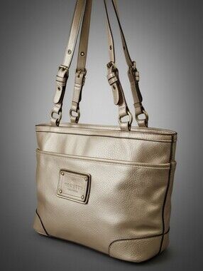 Rosetti New York Metallic Gold Shoulder Tote Bag with Adjustable Straps